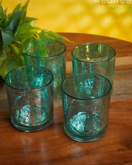 Mercury Glass T-Light Holder 3 Inches - Set Of 4 Candles And Votives