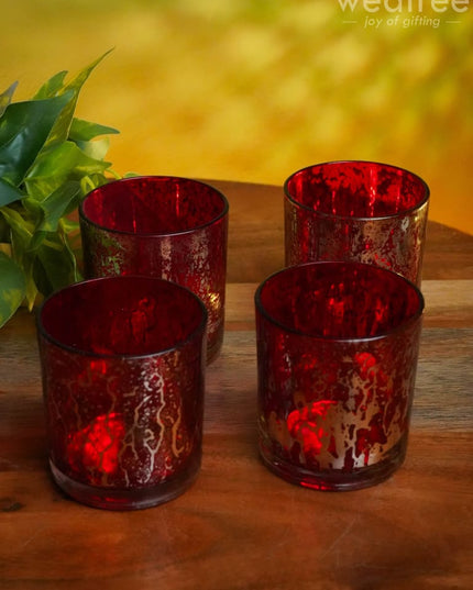 Mercury Glass T-Light Holder 3 Inches - Set Of 4 Candles And Votives