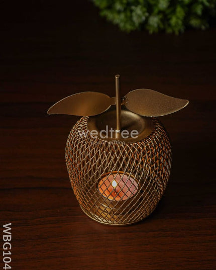 Metal-Made Apple Shaped T-Light Holder - Wbg1042 Diyas & Candle Holders