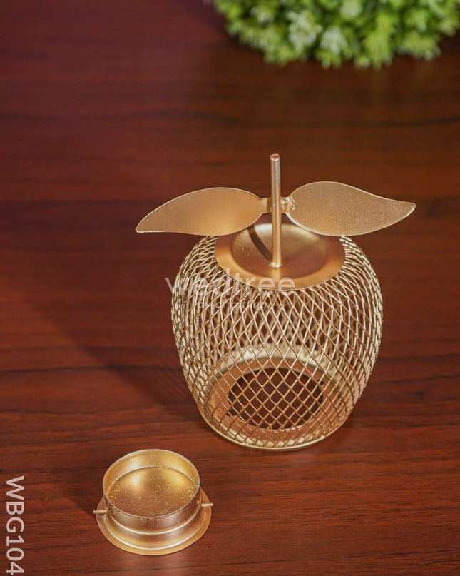 Metal-Made Apple Shaped T-Light Holder - Wbg1042 Diyas & Candle Holders