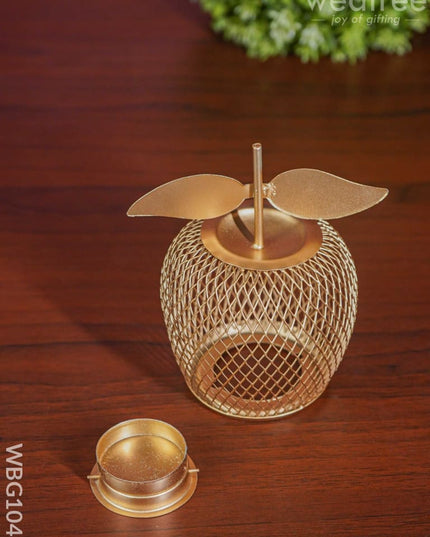 Metal-Made Apple Shaped T-Light Holder - Wbg1042 Diyas & Candle Holders