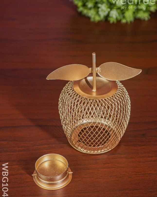 Metal-Made Apple Shaped T-Light Holder - Wbg1042 Diyas & Candle Holders