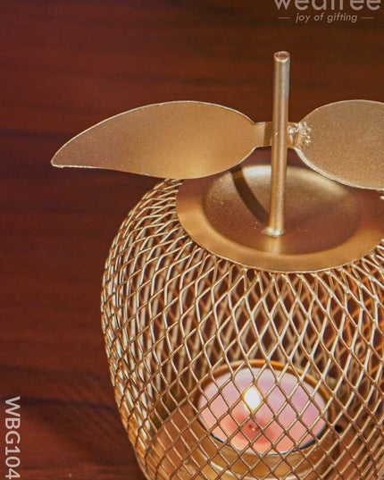 Metal-Made Apple Shaped T-Light Holder - Wbg1042 Diyas & Candle Holders