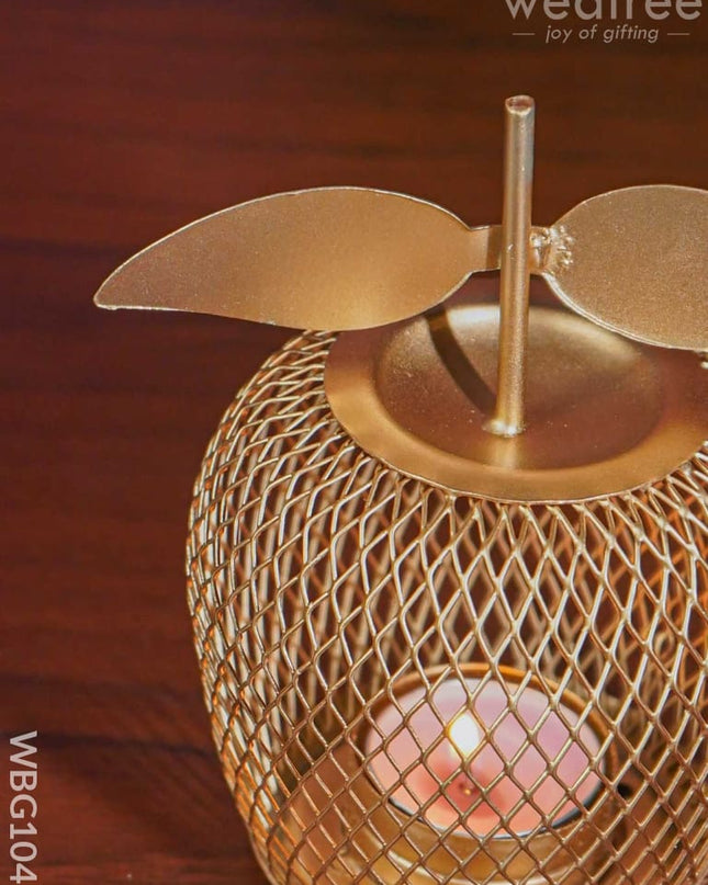 Metal-Made Apple Shaped T-Light Holder - Wbg1042 Diyas & Candle Holders