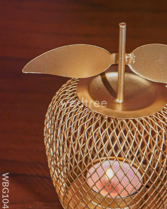 Metal-Made Apple Shaped T-Light Holder - Wbg1042 Diyas & Candle Holders