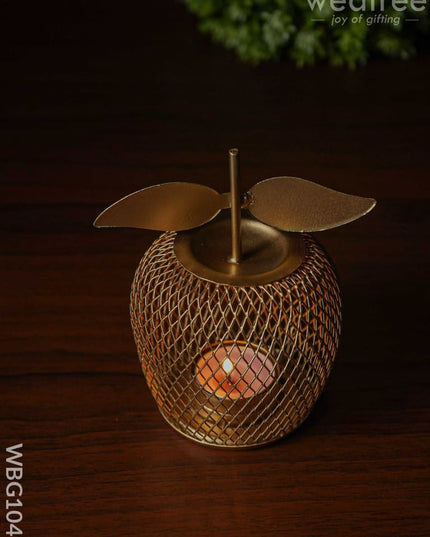 Metal-Made Apple Shaped T-Light Holder - Wbg1042 Diyas & Candle Holders