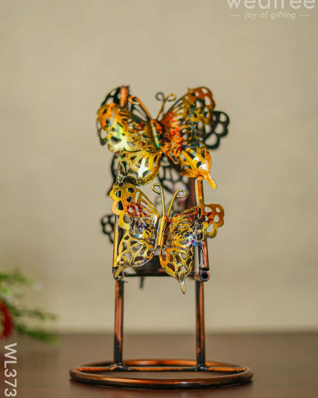 Metal Butterfly T Light Holder With Stand - Wl3733 Decor Utility