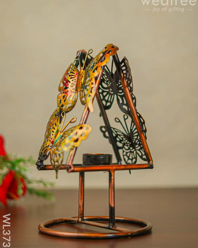 Metal Butterfly T Light Holder With Stand - Wl3733 Decor Utility