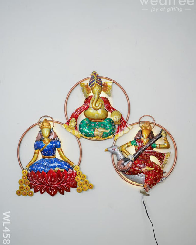 Metal Decor Lakshmi-Ganesha-Saraswathi - Wl4582 Hanging