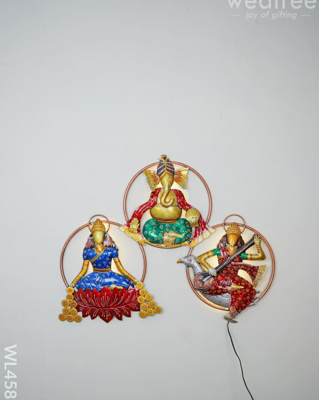 Metal Decor Lakshmi-Ganesha-Saraswathi - Wl4582 Hanging