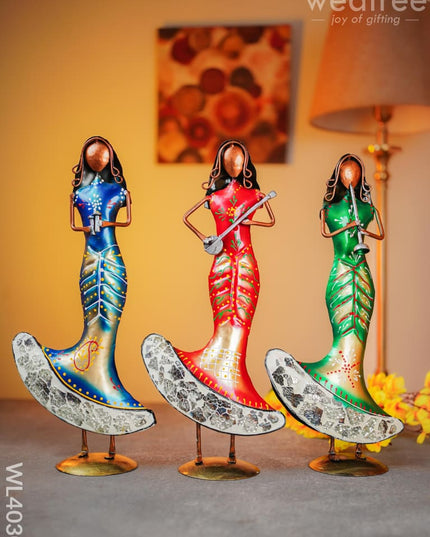 Metal Decor Women Musicians - Set Of 3 Wl4030 Showpiece