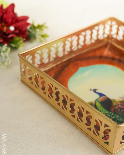 Metal Designer Peacock Tray - WL4963 Metal Decor Utility