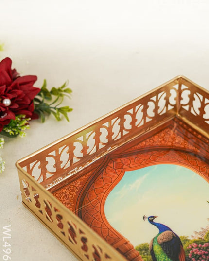 Metal Designer Peacock Tray - WL4963 Metal Decor Utility