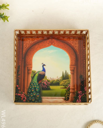 Metal Designer Peacock Tray - WL4963 Metal Decor Utility
