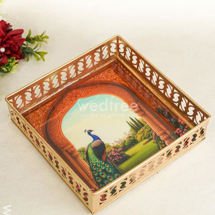 Metal Designer Peacock Tray - WL4963 Metal Decor Utility