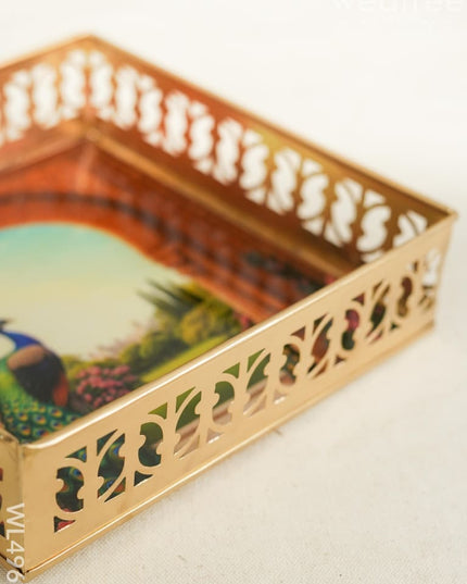 Metal Designer Peacock Tray - WL4963 Metal Decor Utility