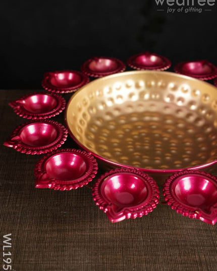 Metal Diya Urli - 14 Inches Wl1952 Decor