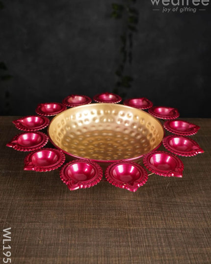 Metal Diya Urli - 14 Inches Wl1952 Decor