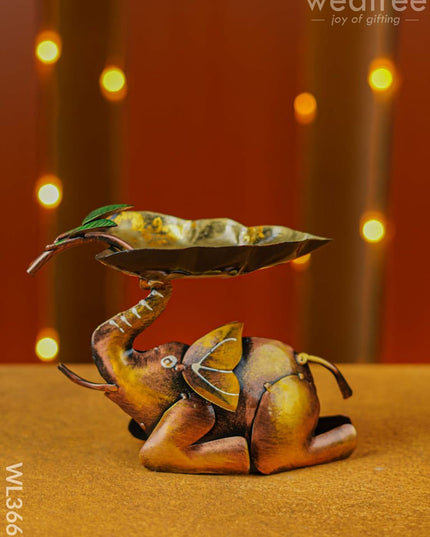 Metal Elephant Leaf Tray - Wl3667 Decor Utility