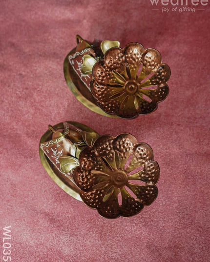 Metal Elephant T-Light Holder - Set Of 2 Wl0355 Candles And Votives
