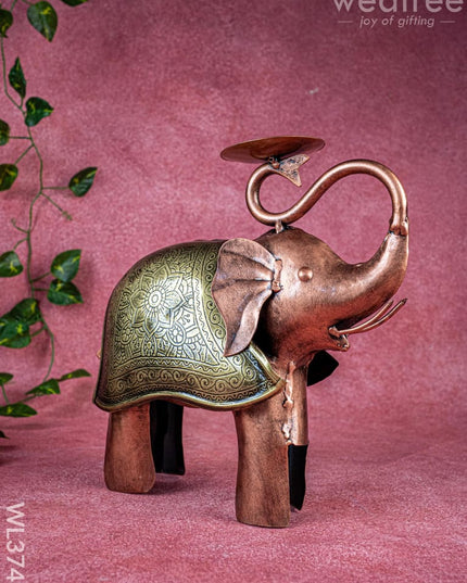 Metal Elephant T-light holder - WL3743 - Metal Decor Utility