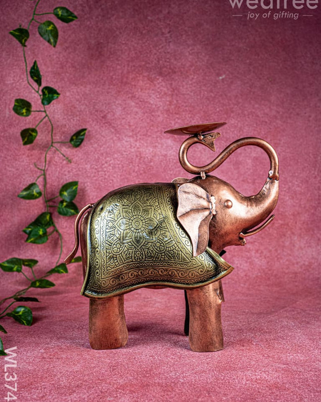Metal Elephant T-light holder - WL3743 - Metal Decor Utility