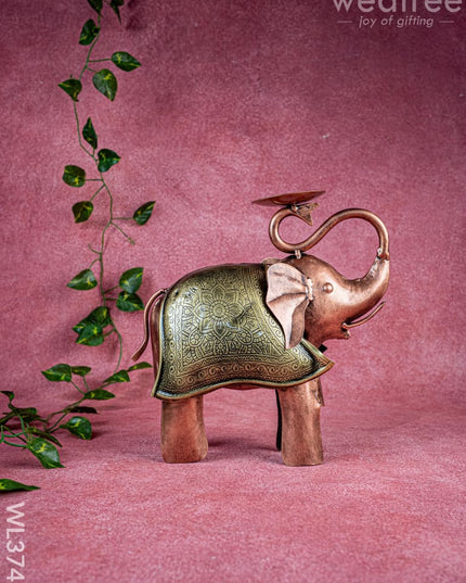 Metal Elephant T-light holder - WL3743 - Metal Decor Utility