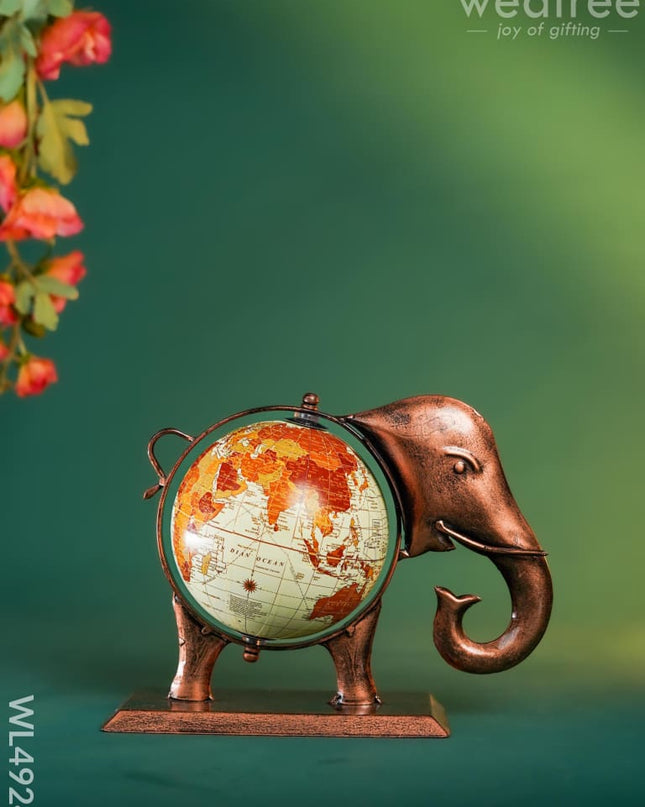 Metal Elephant with Globe - WL4924 Metal Decor Showpiece