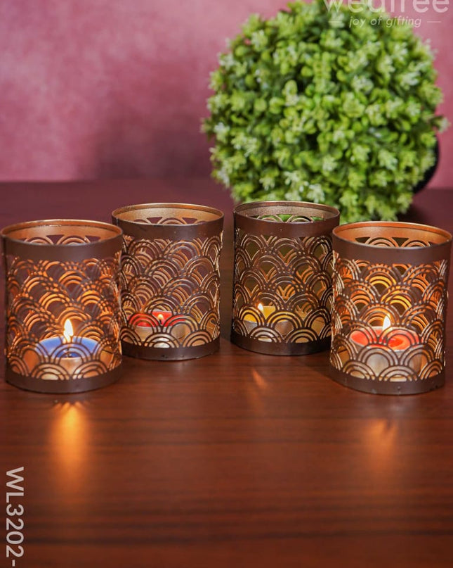Metal Engraved Votives Set Of - 4 Wl3202-2 Candles And Votives
