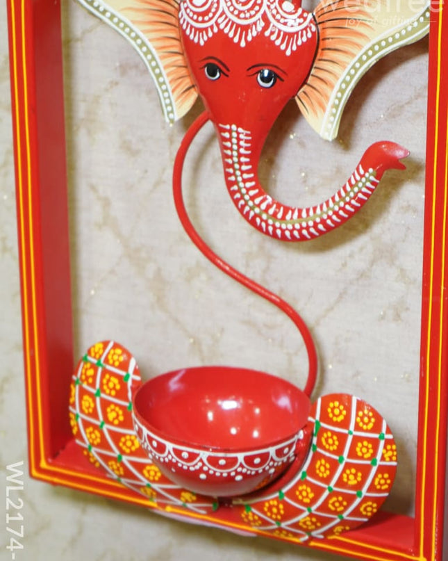 Metal Frame Ganesha With T Light Holder - Wl2174 Decor Hanging