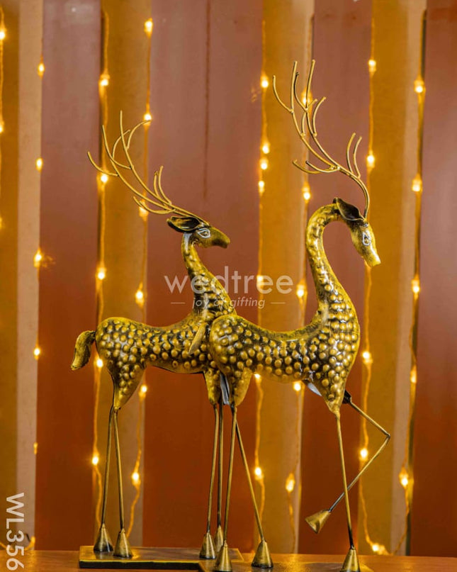 Metal Golden Deer - Set Of 2 Wl3561 Decor Showpiece