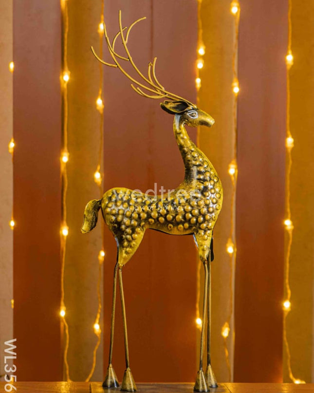 Metal Golden Deer - Set Of 2 Wl3561 Decor Showpiece
