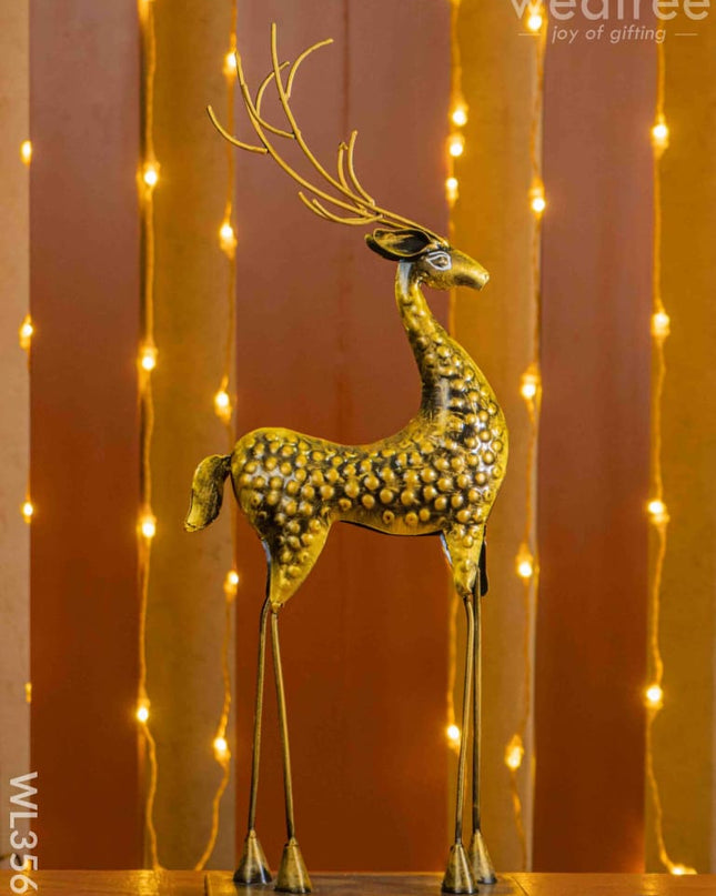 Metal Golden Deer - Set Of 2 Wl3561 Decor Showpiece