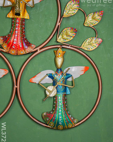 Metal Handpainted Musician 3 Ring Wall Hanging - Wl3728 Decor