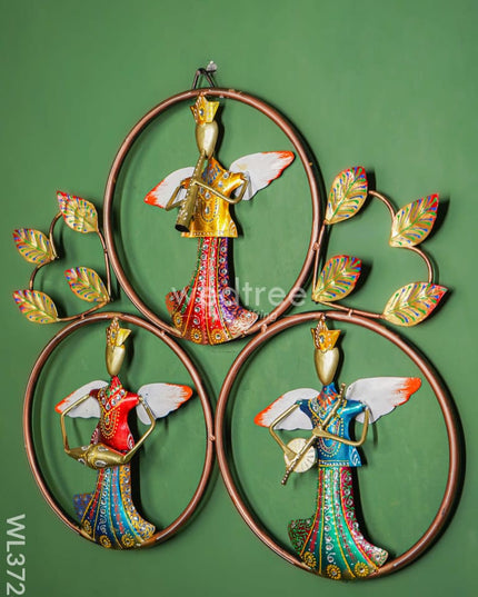 Metal Handpainted Musician 3 Ring Wall Hanging - Wl3728 Decor
