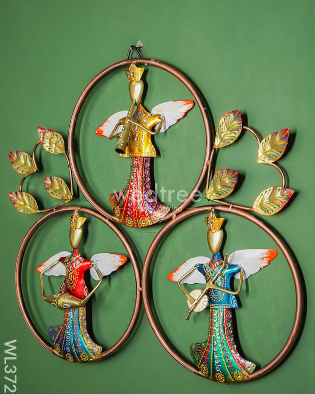 Metal Handpainted Musician 3 Ring Wall Hanging - Wl3728 Decor