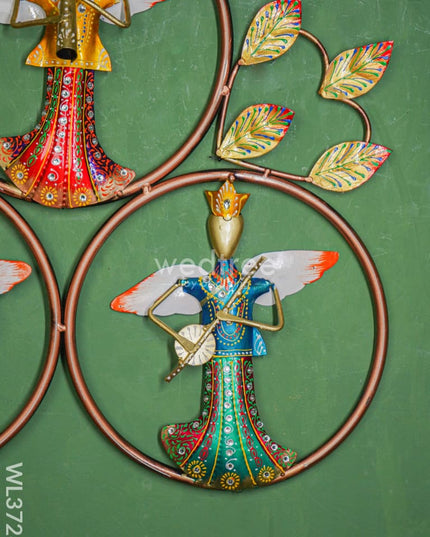 Metal Handpainted Musician 3 Ring Wall Hanging - Wl3728 Decor