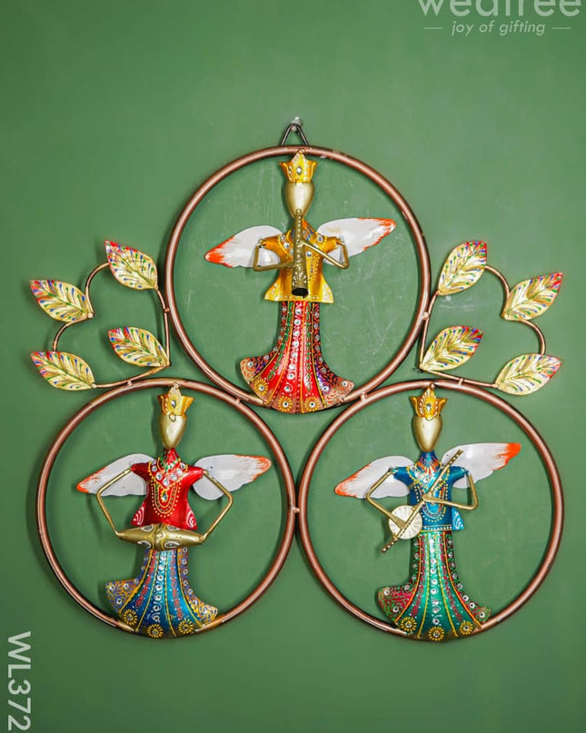 Metal Handpainted Musician 3 Ring Wall Hanging - Wl3728 Decor