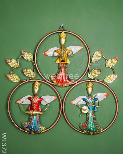 Metal Handpainted Musician 3 Ring Wall Hanging - Wl3728 Decor