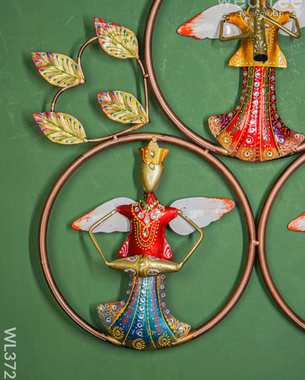 Metal Handpainted Musician 3 Ring Wall Hanging - Wl3728 Decor