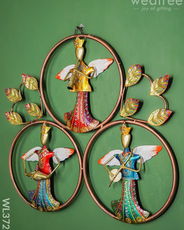 Metal Handpainted Musician 3 Ring Wall Hanging - Wl3728 Decor