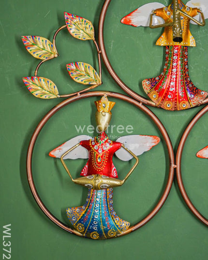 Metal Handpainted Musician 3 Ring Wall Hanging - Wl3728 Decor