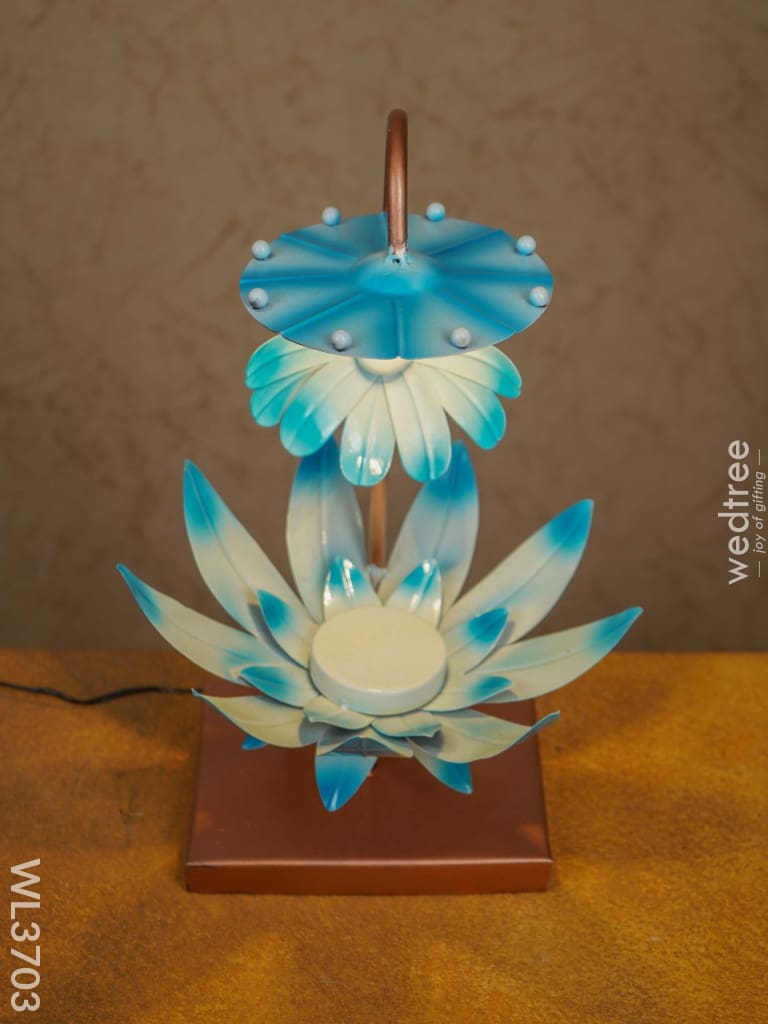 Metal Hand Painted Lotus Lamp - Wl3703 Decor Showpiece