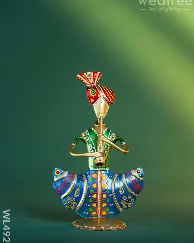 Metal Hand Painted Musicians - Turban Men - Set of 3 - WL4928 Metal Decor Showpiece