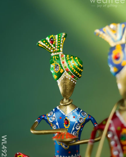Metal Hand Painted Musicians - Turban Men - Set of 3 - WL4928 Metal Decor Showpiece