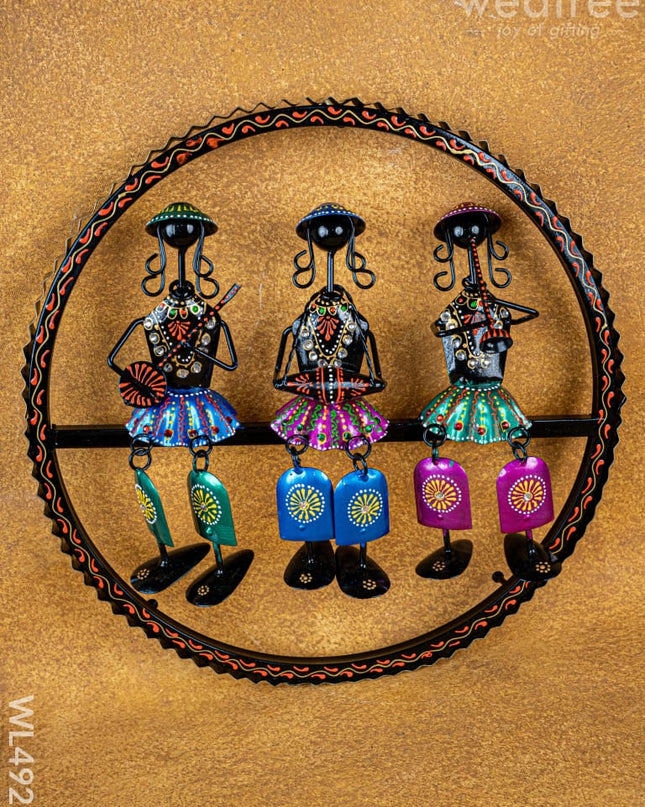 Metal Hand Painted Rajasthani Musicians Wall Hanging - WL4923 - Metal Decor Hanging