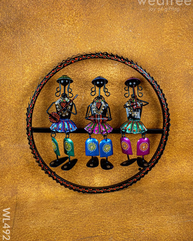 Metal Hand Painted Rajasthani Musicians Wall Hanging - WL4923 - Metal Decor Hanging