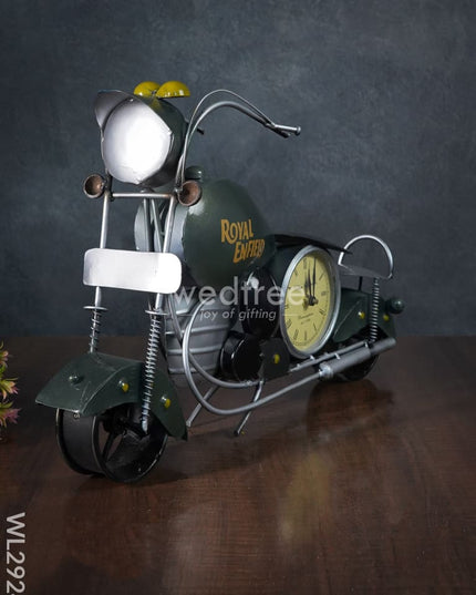 Metal Handpainted Bike With Clock - Wl2924 Decor Showpiece