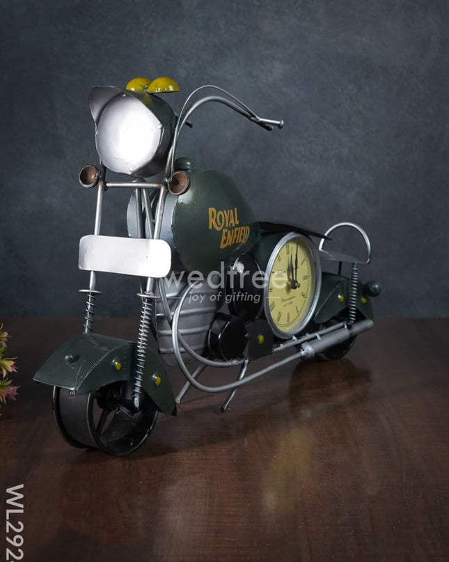 Metal Handpainted Bike With Clock - Wl2924 Decor Showpiece