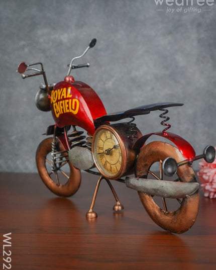 Metal Handpainted Bike With Clock - Wl2924 Decor Showpiece